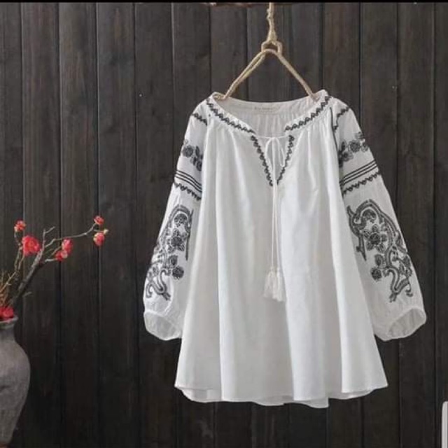 Áo bohemian màu trắng