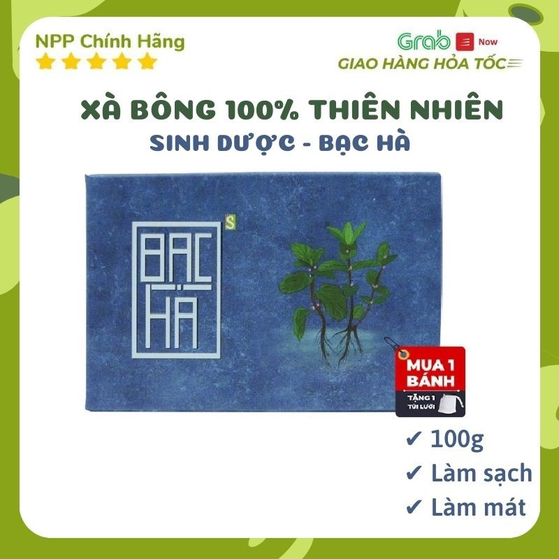 Xà Phòng Xà bông Bạc Hà Organic Sạch Mát DaSát KhuẩnSảng KhoáiMát Lạnh Dạng Sáp 100gr Hàng Chính Hãng- Tuanphukien75