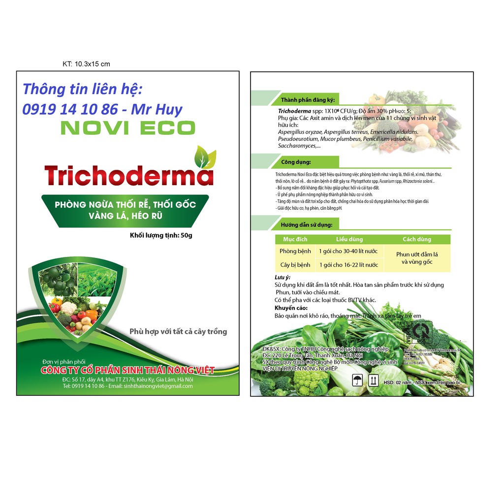 Phân HCVS Trichoderma 50g Novi Eco
