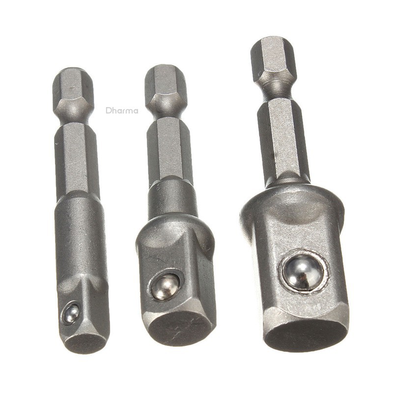 Set 3 đầu nối mũi khoan điện 1/4&quot; 3/8&quot; 1/2&quot;