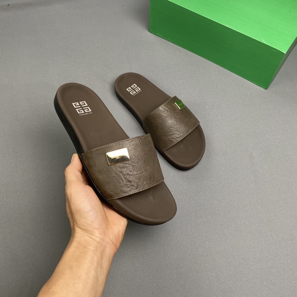 [ N04 SIZE 44 ] Dép nam quai ngang-dép nam cao cấp quai da màu nâu đế cao su