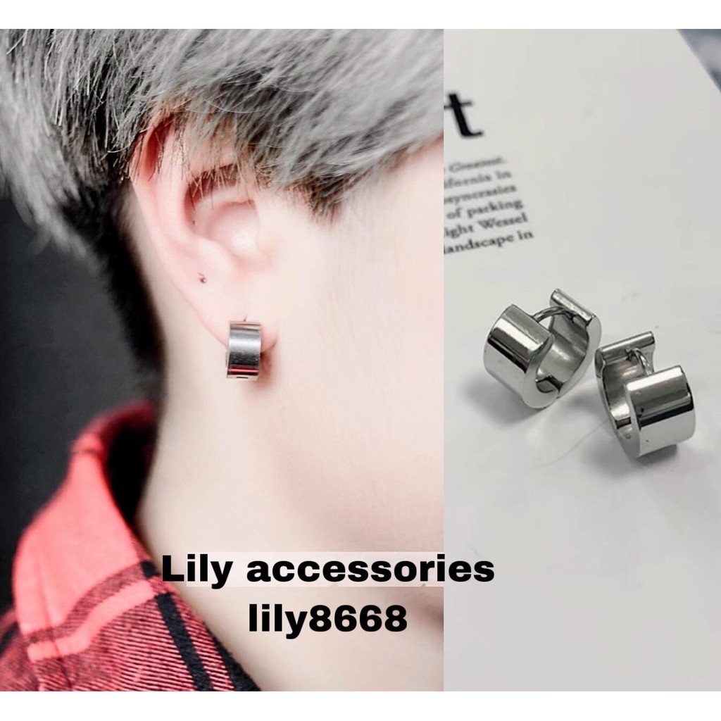 THICK HOOP EARRING khuyên tai titan tròn basic không gỉ không đen không dị ứng nam nữ Uniex