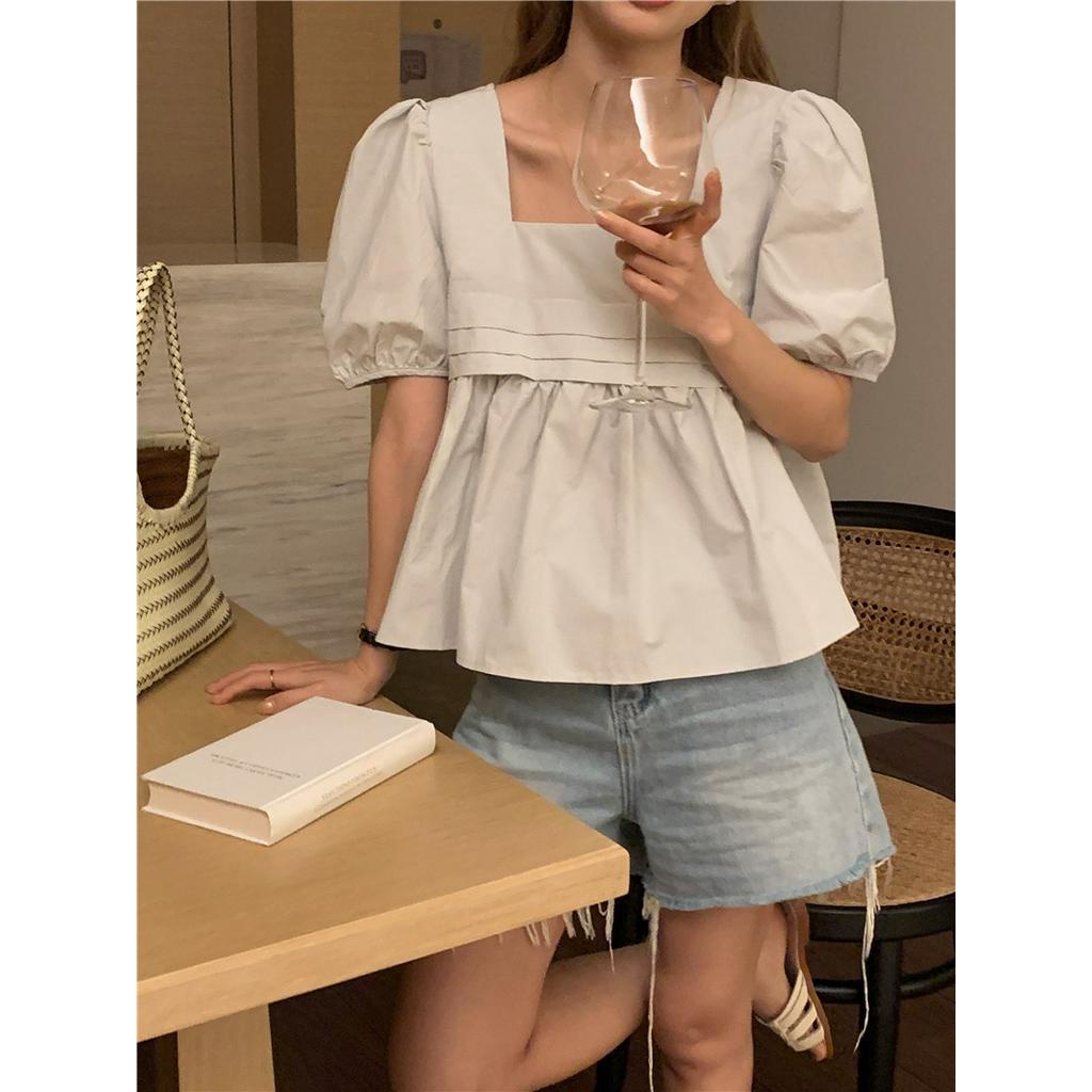 Áo Sơ Mi Tay Ngắn Cổ Vuông Phong Cách Mới 63088