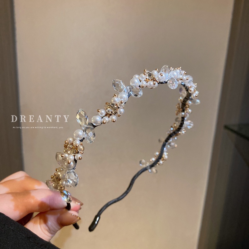 Băng Đô Cài Tóc Hai Lớp Hình Hoa Đính Đá Pha Lê Phong Cách Hàn Quốc Thời Trang Ngọt Ngào
