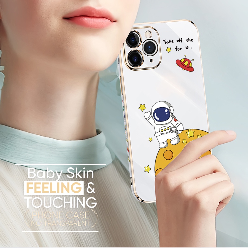 Samsung Galaxy J2 J4 J6 J7 Prime Plus Pro 2018 2017 J4+ J6+ For Phone Case Soft Casing Silicone Cute Astronaut UFO Electroplating Full Cover Shockproof TPU Cases