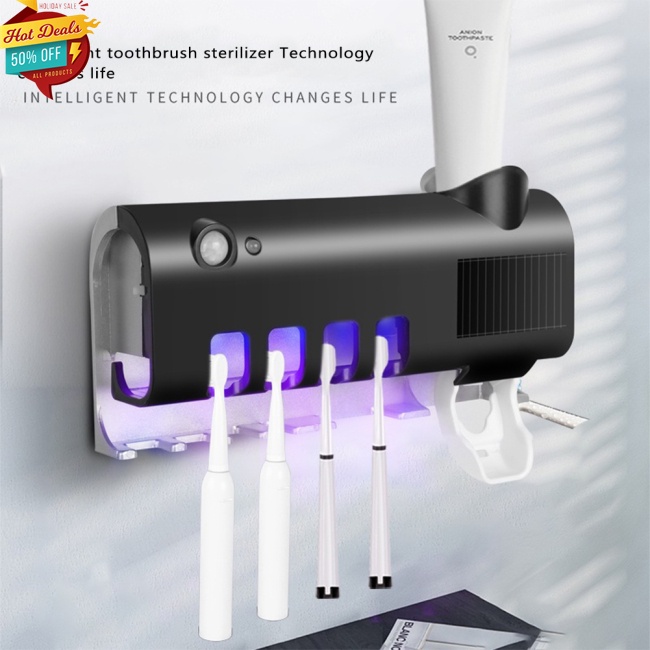 Giá Đỡ Bàn Chải Đánh Răng Gắn Tường Bằng Tia Uv Không Cần Khoan Tường Tiện Dụng