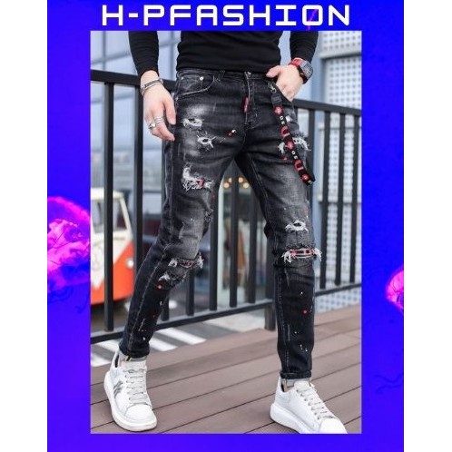 Quần Jean Nam Rách Màu Đen 🔵 𝐅𝐑𝐄𝐄 𝐒𝐇𝐈𝐏 🔵 Quần Bò Nam Co Giãn Thời Trang Hpfashion - Qjnhp017