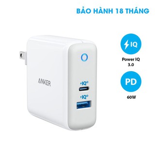 Củ sạc ANKER A2322 2 cổng kèm cổng PD 60W Type-C+USB BẢO HÀNH 18 THÁNG