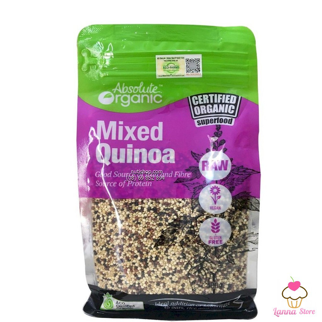 Hạt diêm mạch Quinoa Mix Absolute Organic 400gram của Úc Có tem chống giả bộ công an