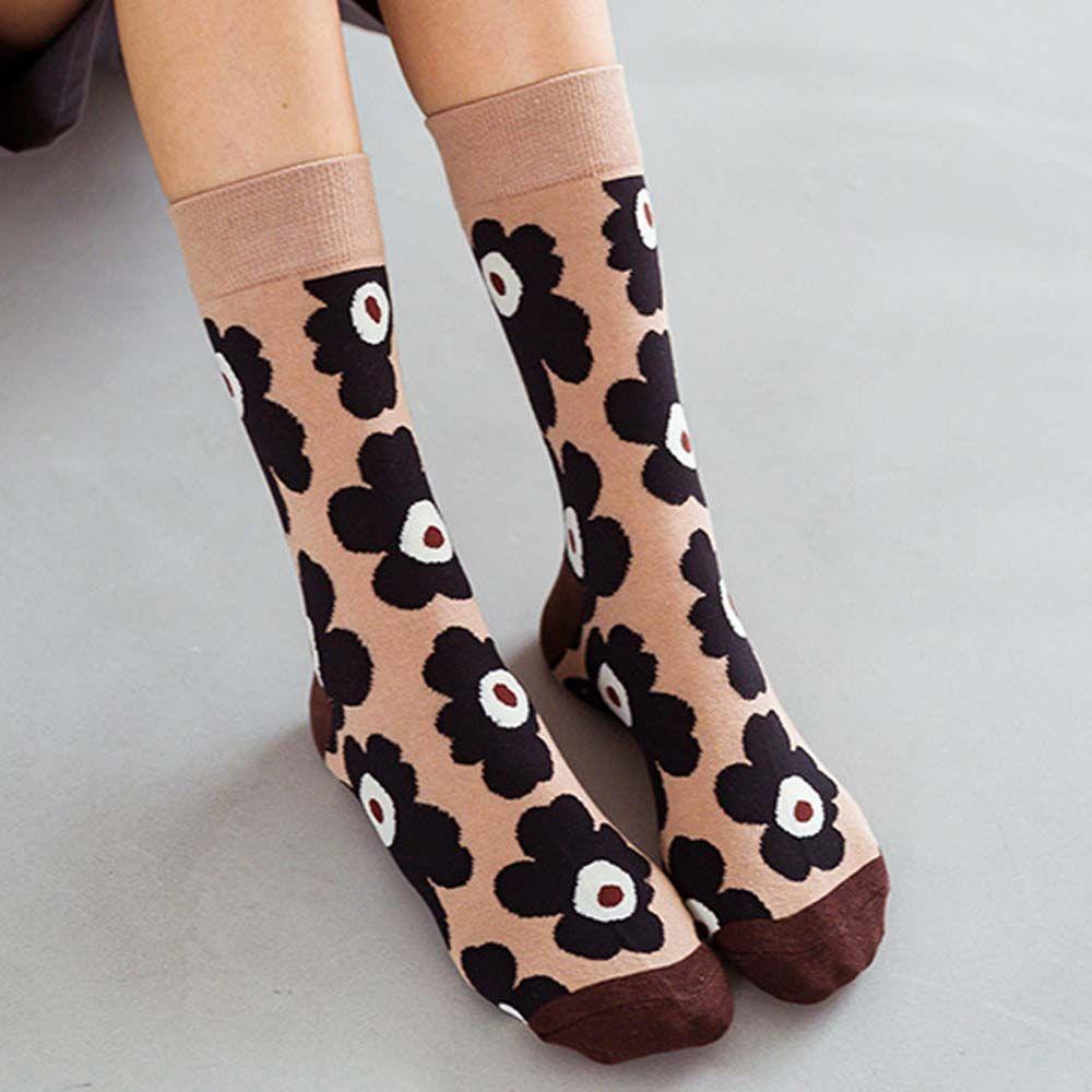 Vớ Cotton Thoáng Khí Họa Tiết Hoa Lớn Phong Cách Harajuku Đường Phố Hàn Quốc Cho Nữ