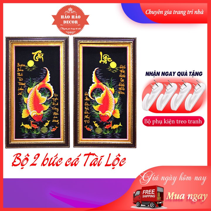 ( Tranh thêu sẵn)- Tranh thêu Đôi Cá Tài Lộc | BigBuy360 - bigbuy360.vn
