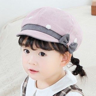 Mũ Beret Chấm Bi Cho Bé Gái