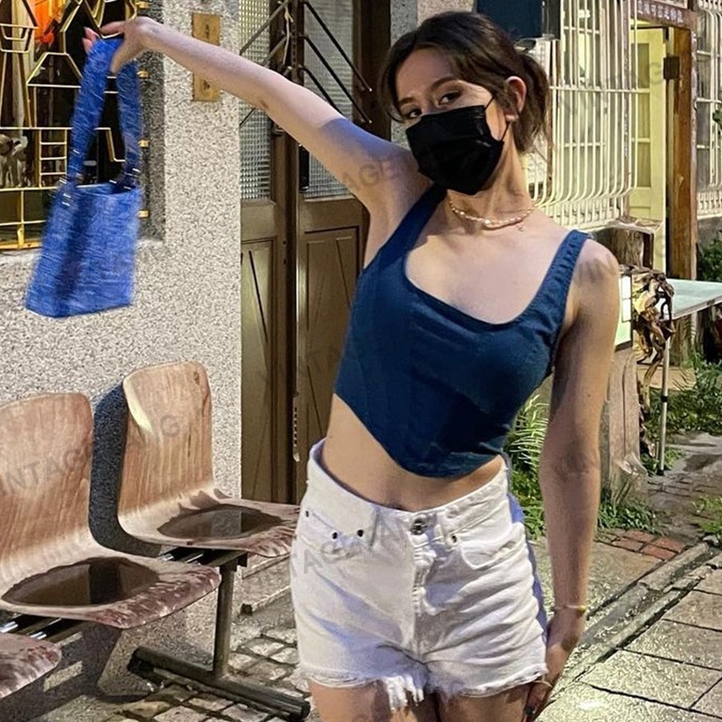 Áo hai dây bò cách điệu đường cắt may ôm body sexy homa house