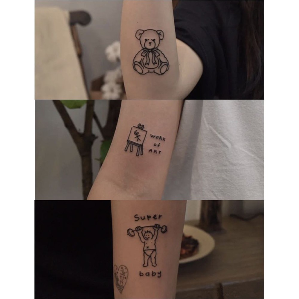 Bộ 45 miếng dán hình xăm tạm thời họa tiết chữ cái Tiếng Anh đơn giản thời trang chống thấm nước lâu trôi tiện lợi