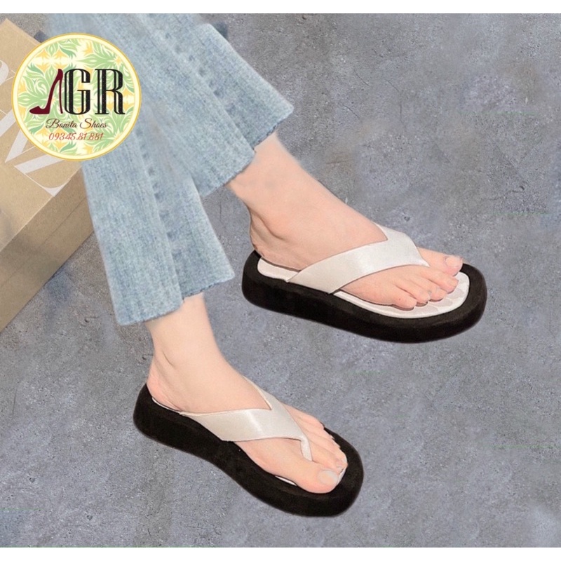 Dép xuồng kẹp bản phối màu siêu hot cao 3cm