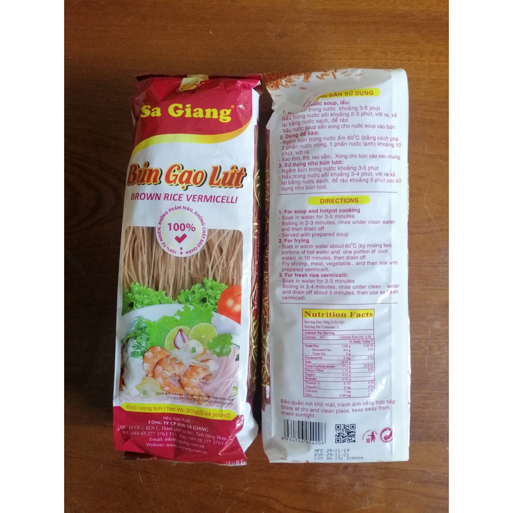 Bún gạo lứt Sa Giang 200g - Date 08/2023