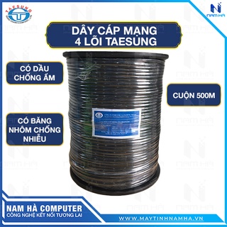 Dây cáp mạng 4 lõi có cường lực thép TAESUNG, có dầu chống ẩm, có băng nhôm cuộn 500M