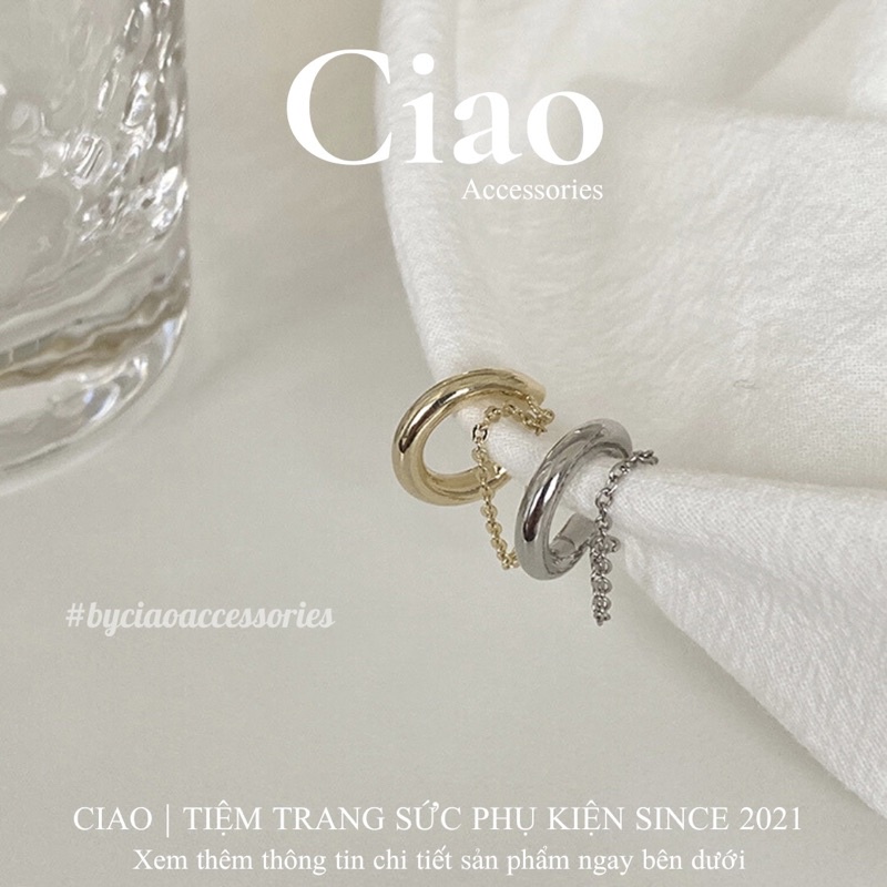[HOẢ TỐC 1H] Khuyên vành tai/ Kẹp vành tai mạ bạc hoạ tiết dây mã 14 trendy Ciao accessories