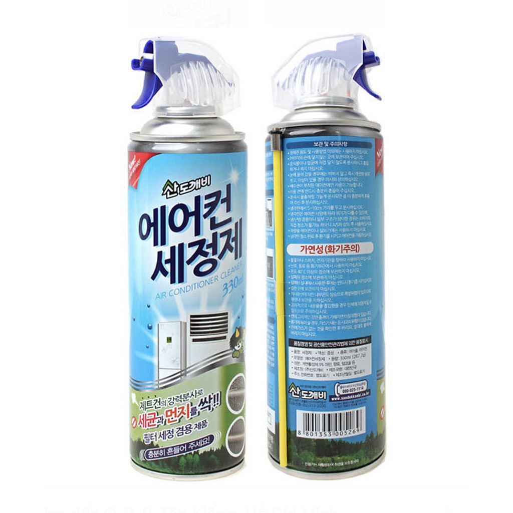 Bình xịt vệ sinh điều hòa / máy lạnh & các loại quạt thông gió Hàn Quốc Sandokkaebi 330ml