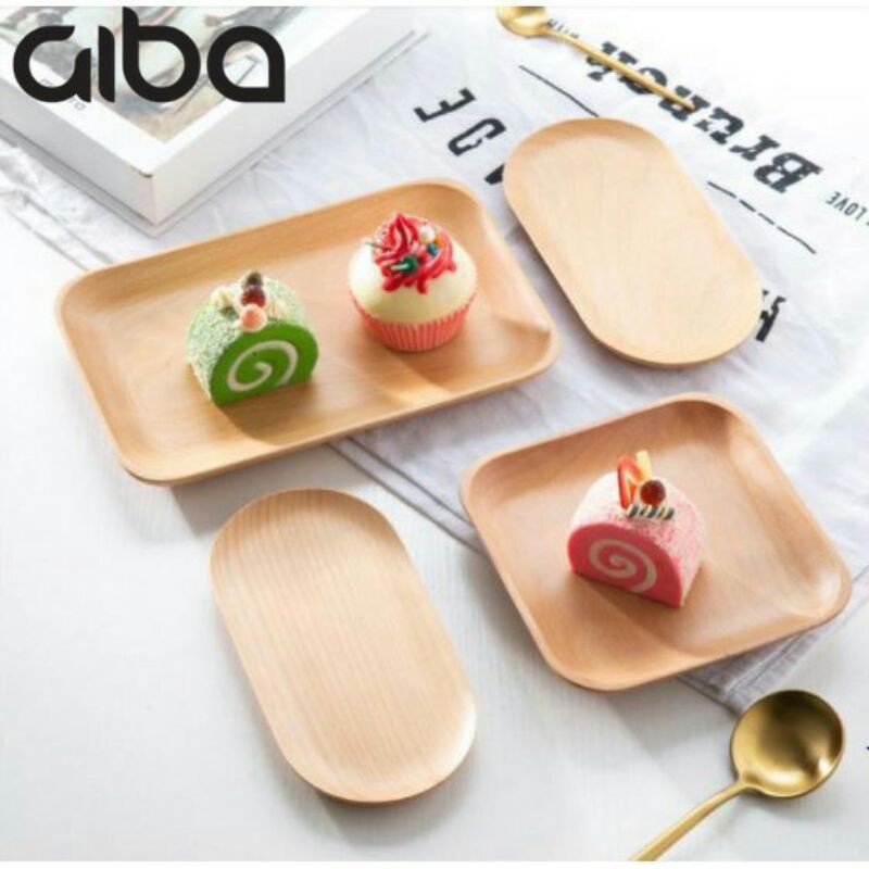 Đĩa gỗ khay gỗ vuông, tròn, oval đựng thức ăn phụ kiện chụp ảnh, khay gỗ nhỏ - GIBA