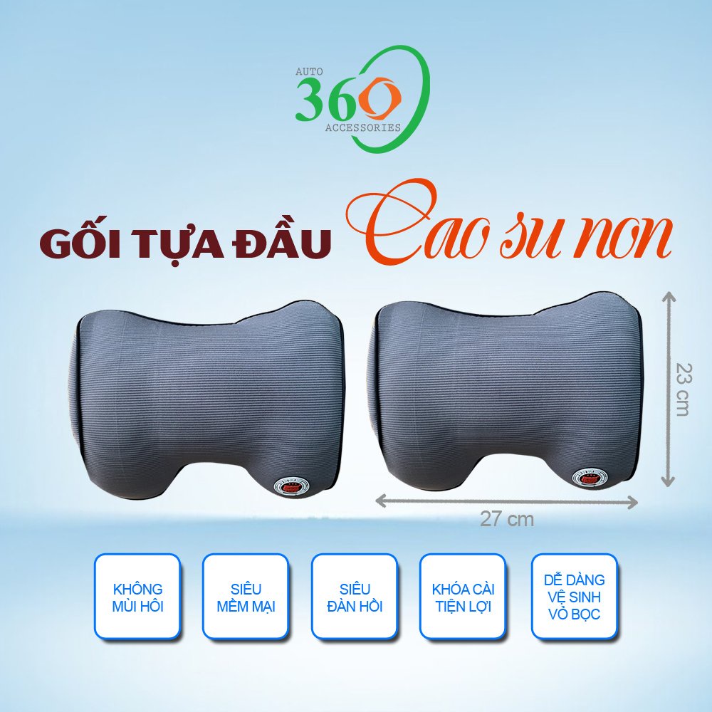 Gối tựa đầu ô tô cao su non loại bảng lớn, siêu mềm mại hỗ trợ đỡ gáy, đỡ mỏi cổ, chống đau lưng