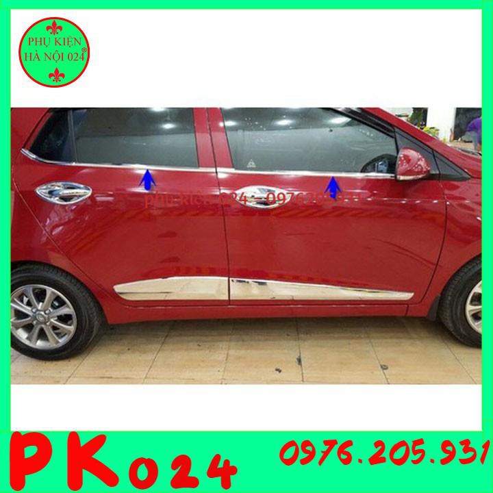 [Hyundai i10 Hatchback 2014-2021] Bộ Nẹp Viền Cong Kính, Chân Kính Inox Dành Cho Xe Ô Tô Hyundai i10 Hatchback 2014-2021