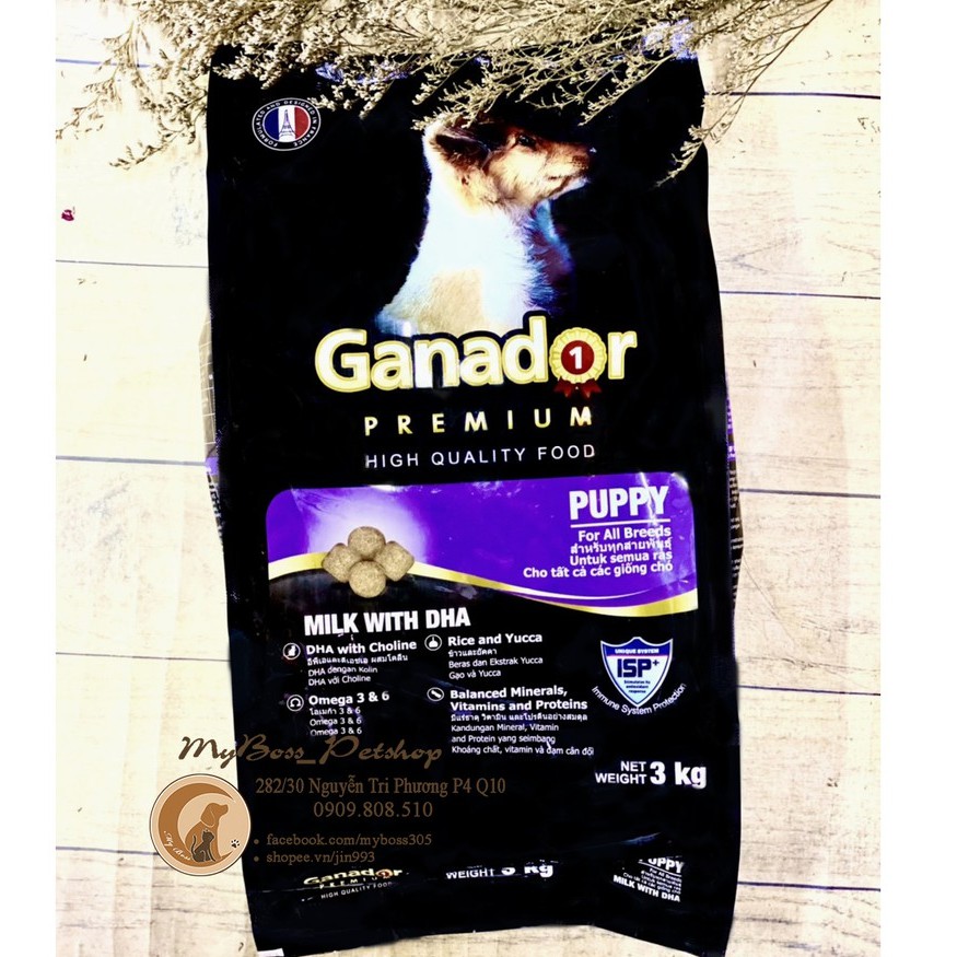 GANADOR - thức ăn hạt cho chó con vị sữa with DHA 3kg