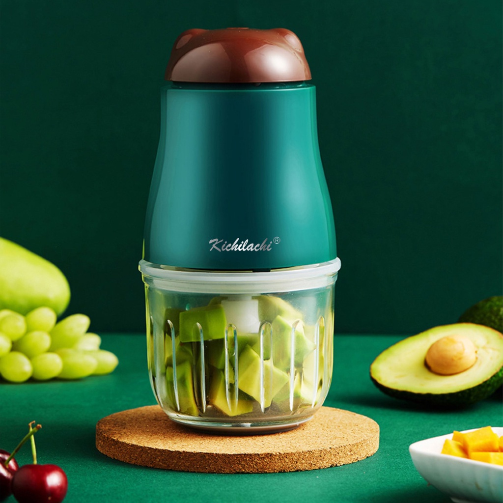 Máy Xay Đa Năng Ăn Dặm Cho Bé Kichilachi  Cối Thủy Tinh  300ml, 6 Lưỡi Dao Inox Tăng Hiệu Quả Xay