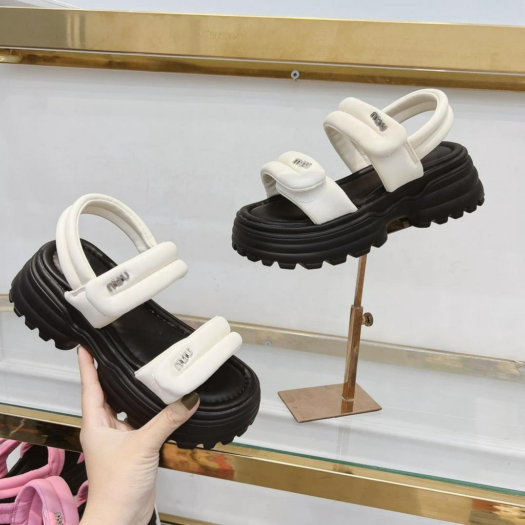 Dép sandal nữ 2 quai ngang phồng hậu lửng đế bánh mì cao 5p Hàng Loại 1 QC FULLBOX , em này đi lên siêu tôn dáng luôn