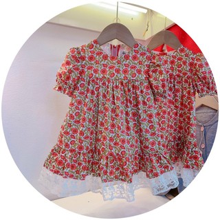 Váy hoa đỏ chân ren bé gái (14-27kg)