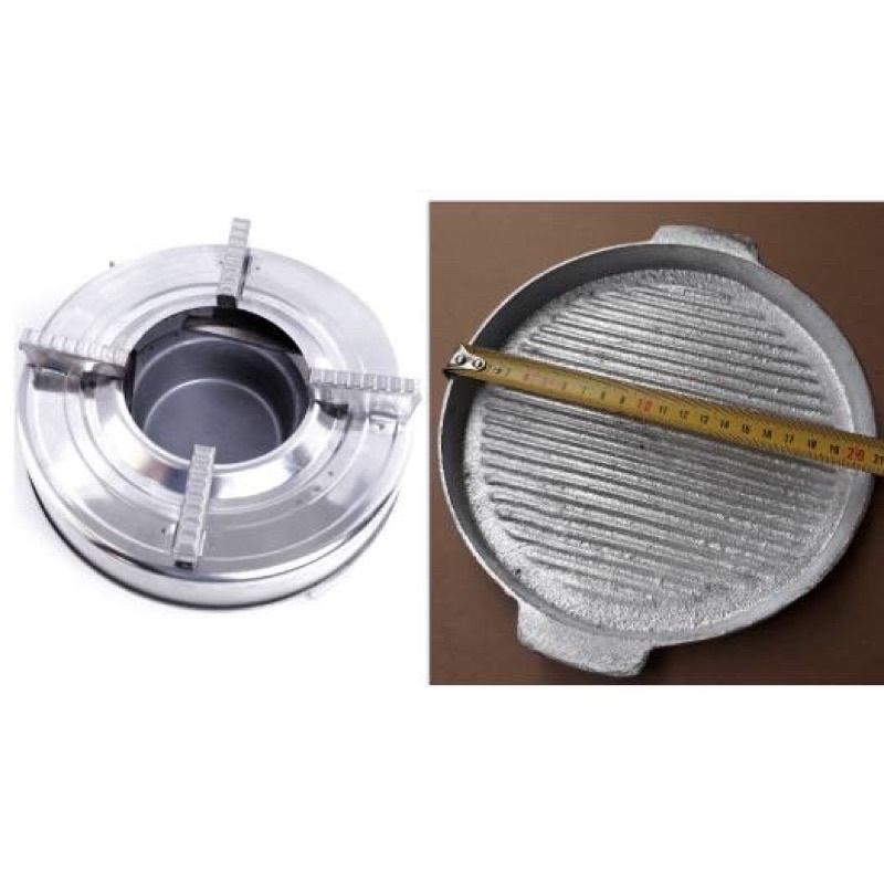 Combo Bếp cồn + khay nướng đen chống dính đun được cả trên bếp từ+ giấy bạc+cồn khô+kẹp thịt