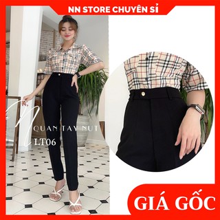 Quần tây công sở nữ nút bấm chất vải mềm mịn dễ thương 🛑 Quần tây cạp cao LT06 LT08