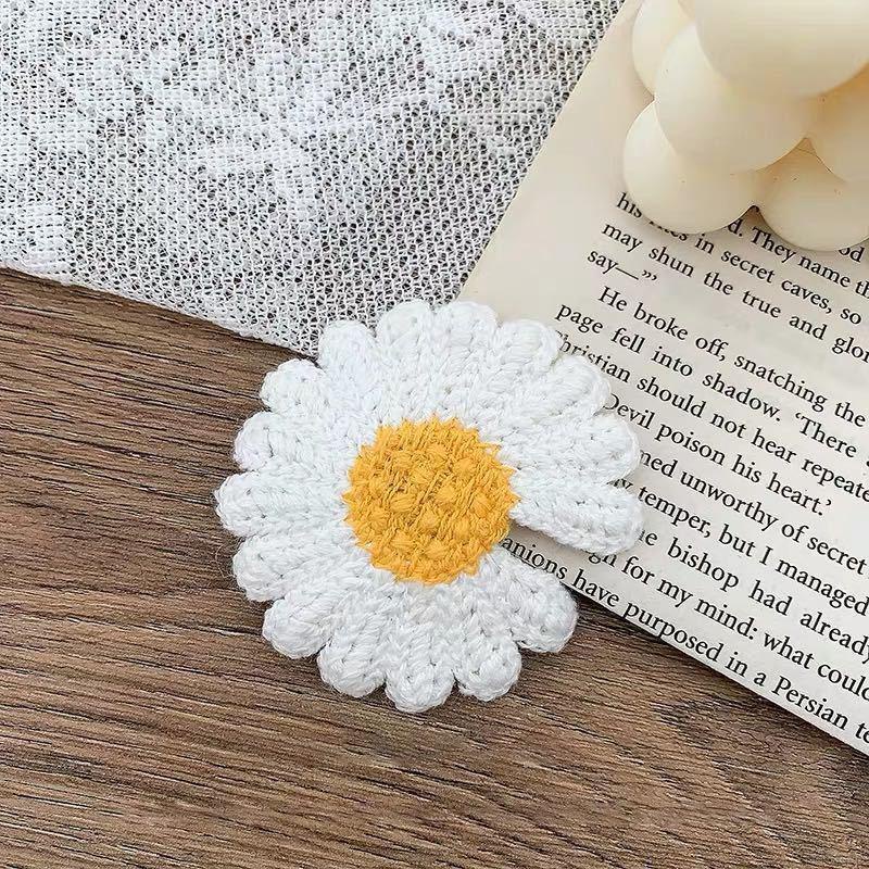 Kẹp Tóc Bb Đan Len Họa Tiết Hoa Cúc Dễ Thương Cho Bé Gái