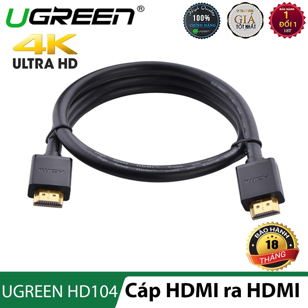 Cáp HDMI dây tròn dẻo l Hỗ trợ trình chiếu 3D , 4K l UGREEN