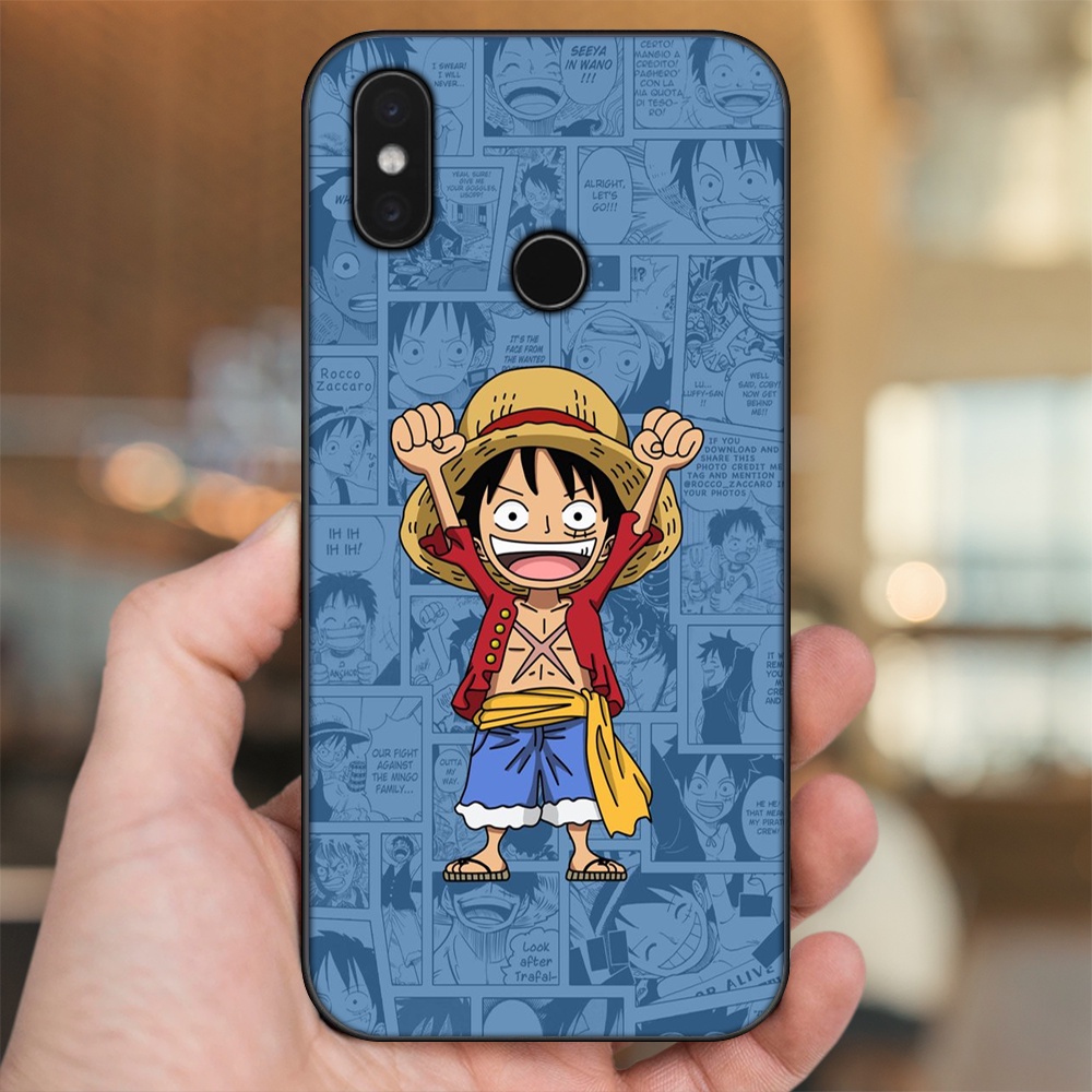Ốp lưng Xiaomi Mi 8, Mi 8 SE viền đen in hình Luffy One Piece