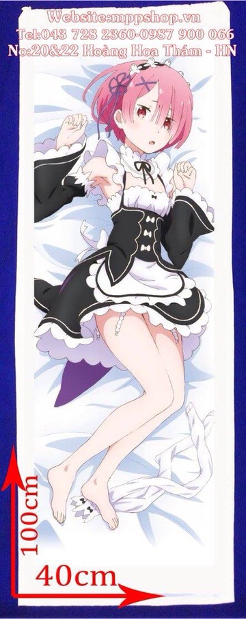 Gối ôm anime manga Ram Rem 40x1m nhiều mẫu ngẫu nhiên