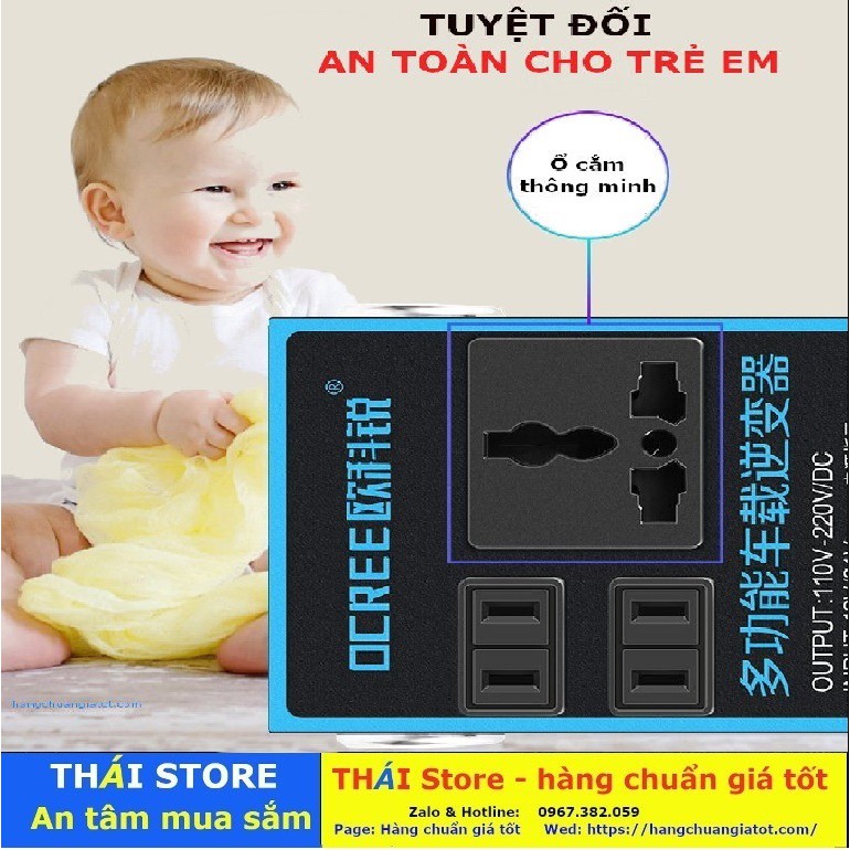 Bộ chuyển đổi dòng điện CAR INVERTER dùng trên mọi ô tô hãng OCREE, cấp điện cho nhiều thiết bị (Mã T19) | BigBuy360 - bigbuy360.vn