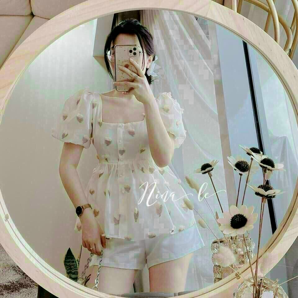 [Mẩu Mới] Sét Đùi Áo Cổ Vuông + quần