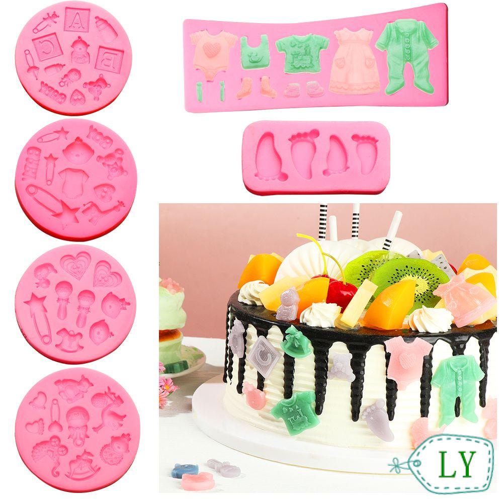 Bộ 6 khuôn silicone làm khung ảnh phụ kiện trang trí bánh kem đất sét polymer resin DIY handmade cho nhà bếp trẻ em