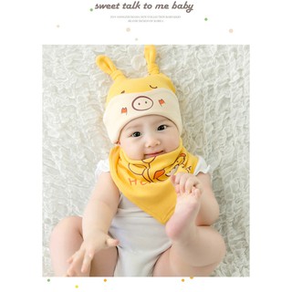 Set mũ + yếm cotton cho bé yêu