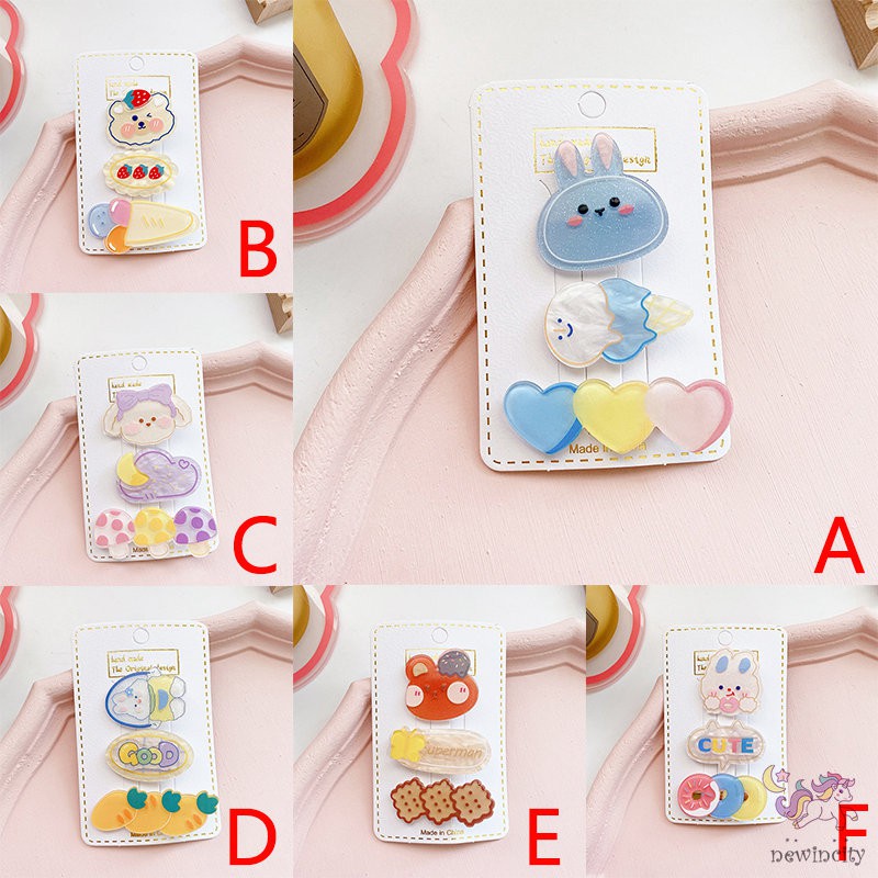 Kẹp tóc màu kẹo họa tiết hoạt hình phong cách Hàn Quốc đáng yêu dành cho bé gái