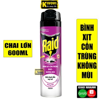 Bình Xịt Côn Trùng Raid KHÔNG MÙI- Chai Xịt Muỗi, Xịt Côn Trùng CHAI LỚN 600ML - Bình Xịt Muỗi, Xịt Gián,... - Kivovi