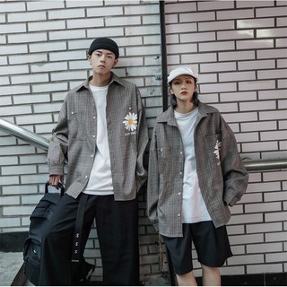 [ẢNH THẬT] Áo sơ mi kẻ Hoa Cúc Hot Trend from rộng UNISEX siêu đẹp - A15