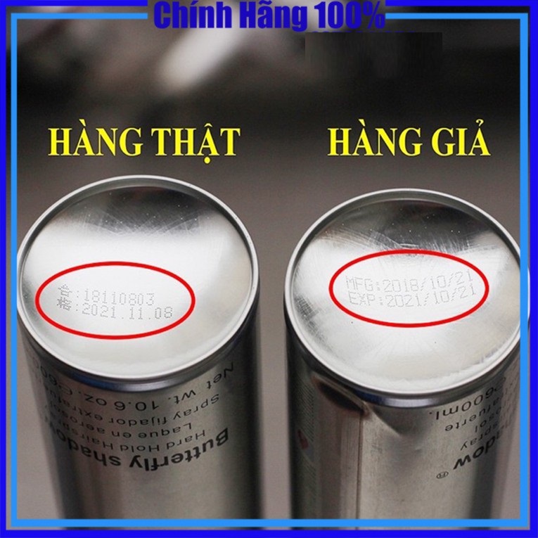 Gôm xịt tóc Butterfly Shadow keo xịt giữ nếp tóc nam nữ 320ml - 600ml