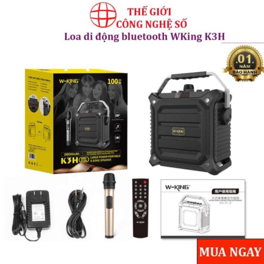 [Mã ELHACE giảm 4% đơn 300K] Loa karaoke bluetooth W-King K3H 100W tặng kèm mic, Loa di động, Pin cực lâu - BH 12 tháng