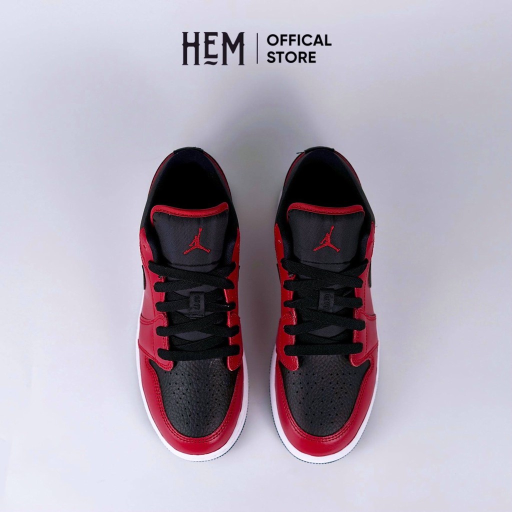 Giày Air Jordan 1 Low Gym Red Black Pebbled .