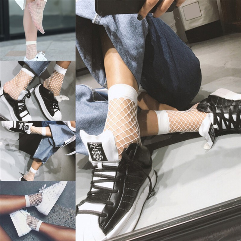 Tất Lưới Trắng Cổ Cao Thời Trang