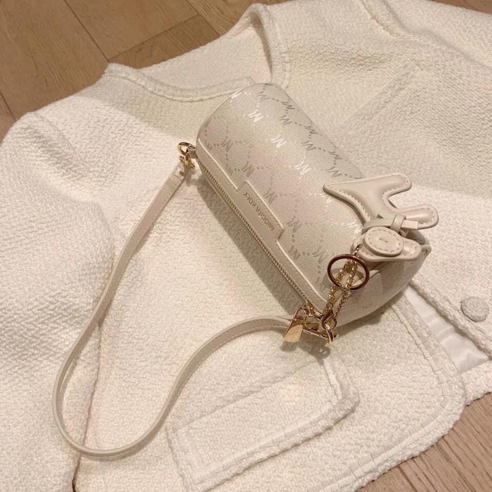 Túi Xách Hình Trụ Màu Trắng Thời Trang Mùa Hè Cho Nữ