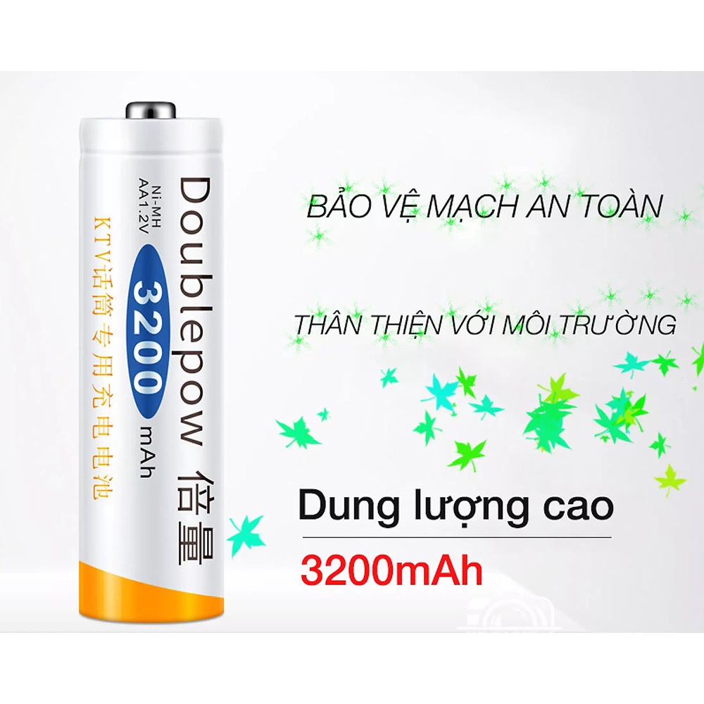 Pin sạc AA Doublepow dung lượng 3200 mAh - Sạc lại 1200 lần - Hàng chính hãng