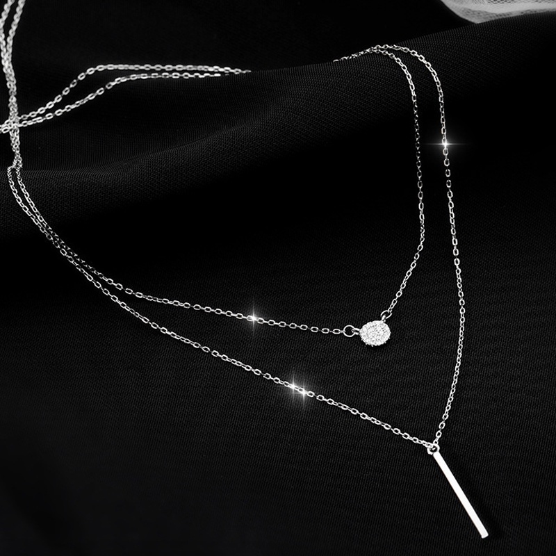 Vòng cổ Hai Lớp Mặt Vuông Tròn Đơn Giản Cho Nữ